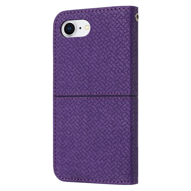 For iPhone SE 2024 Woven Texture Stitching Magnetic Leather Phone Case(Purple) - More iPhone Cases by buy2fix | Online Shopping UK | buy2fix