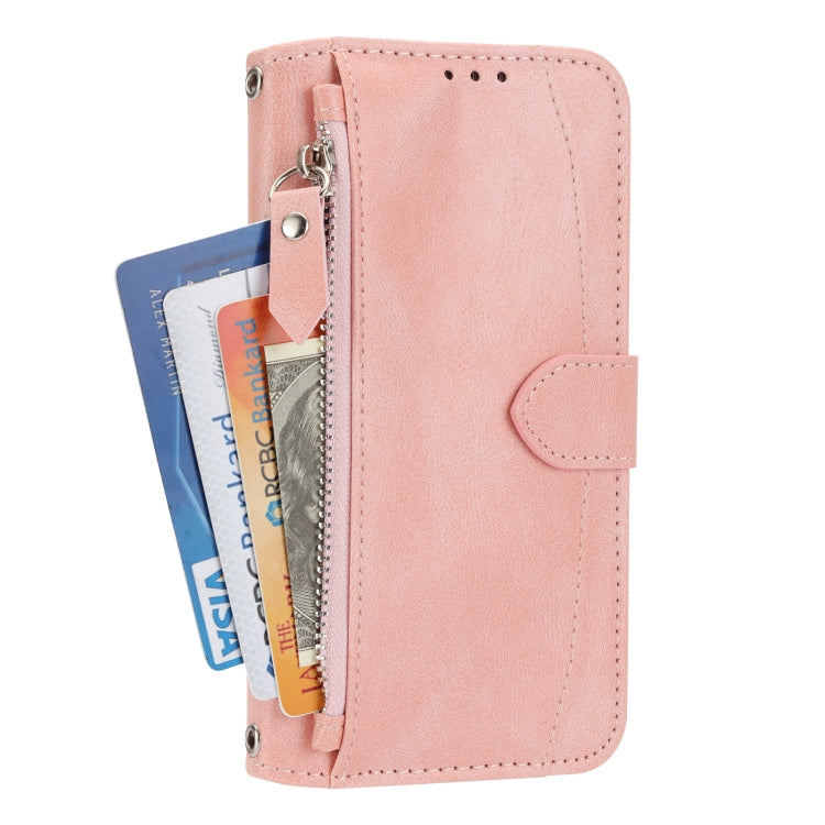 For iPhone 16 Oil Skin Zipper Wallet Leather Phone Case(Pink) by buy2fix