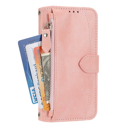 For iPhone 16 Oil Skin Zipper Wallet Leather Phone Case(Pink) by buy2fix