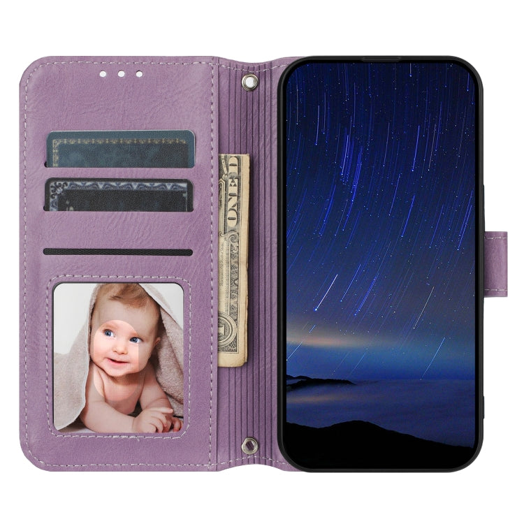 For iPhone 16 Oil Skin Zipper Wallet Leather Phone Case(Purple) by buy2fix