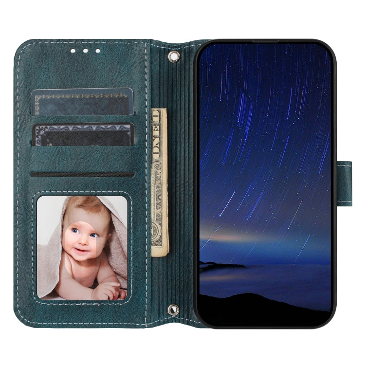 For iPhone 16 Oil Skin Zipper Wallet Leather Phone Case(Blue) by buy2fix