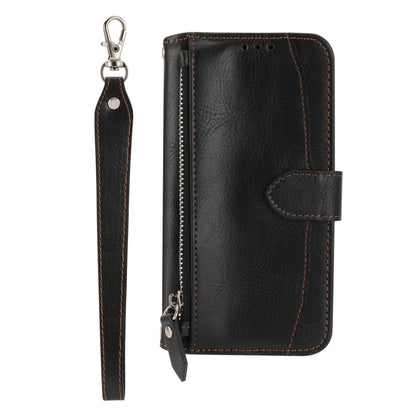 For iPhone 16 Oil Skin Zipper Wallet Leather Phone Case(Black) by buy2fix