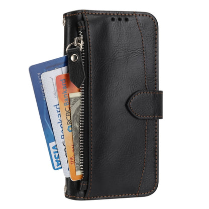 For iPhone 16 Oil Skin Zipper Wallet Leather Phone Case(Black) by buy2fix