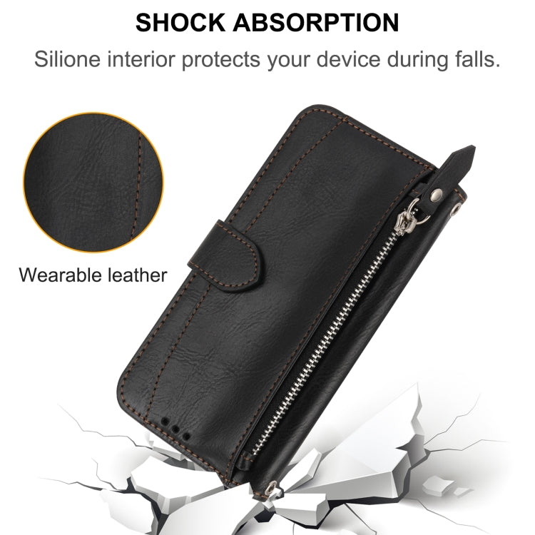 For iPhone 16 Oil Skin Zipper Wallet Leather Phone Case(Black) by buy2fix