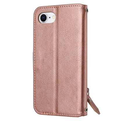 For iPhone 16e Oil Skin Zipper Wallet Leather Phone Case(Rose Gold) by buy2fix