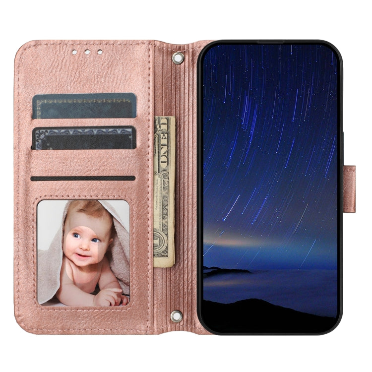 For iPhone 16e Oil Skin Zipper Wallet Leather Phone Case(Rose Gold) by buy2fix