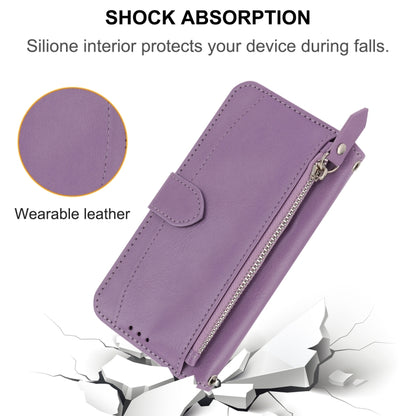 For iPhone 16e Oil Skin Zipper Wallet Leather Phone Case(Purple) by buy2fix