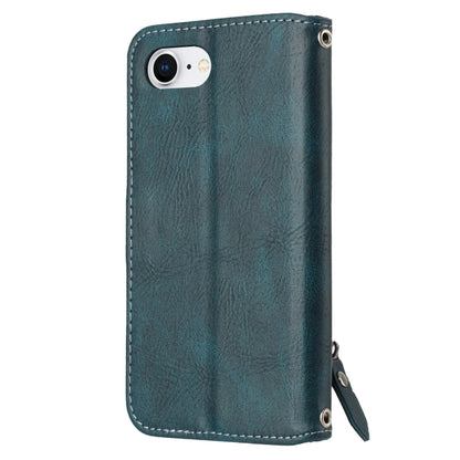 For iPhone 16e Oil Skin Zipper Wallet Leather Phone Case(Blue) by buy2fix