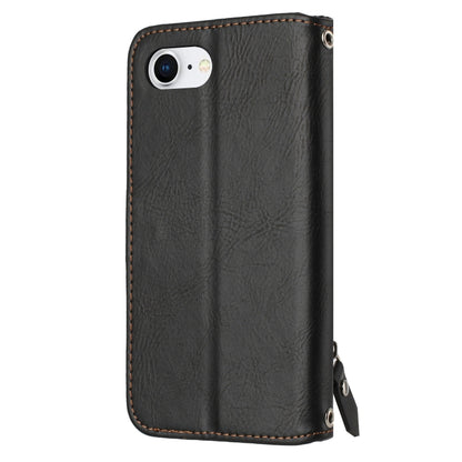 For iPhone 16e Oil Skin Zipper Wallet Leather Phone Case(Black) by buy2fix