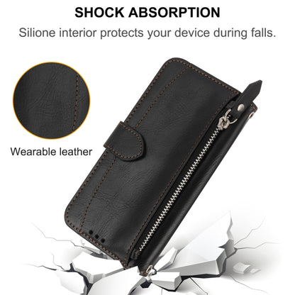 For iPhone 16e Oil Skin Zipper Wallet Leather Phone Case(Black) by buy2fix