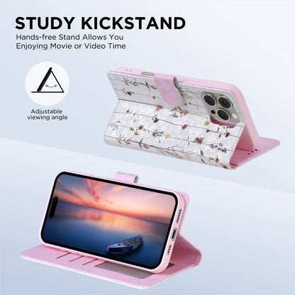 For iPhone 16 Bronzing Painting RFID Leather Case(Dreid Flower World) by buy2fix