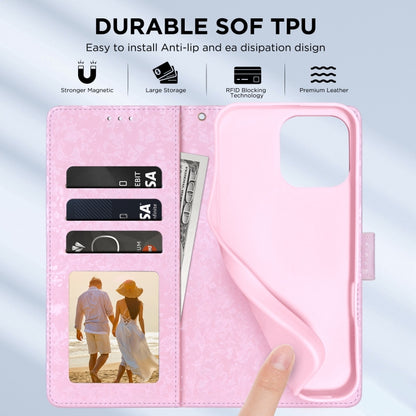 For iPhone 16 Bronzing Painting RFID Leather Case(Dreid Flower World) by buy2fix