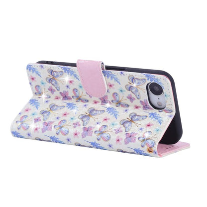 For iPhone 16e Bronzing Painting RFID Leather Case(Pansies) - iPhone 16e Cases by buy2fix | Online Shopping UK | buy2fix