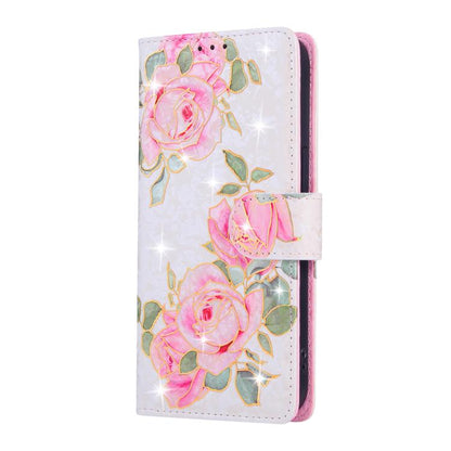 For iPhone 16e Bronzing Painting RFID Leather Case(Rose Flower) - iPhone 16e Cases by buy2fix | Online Shopping UK | buy2fix