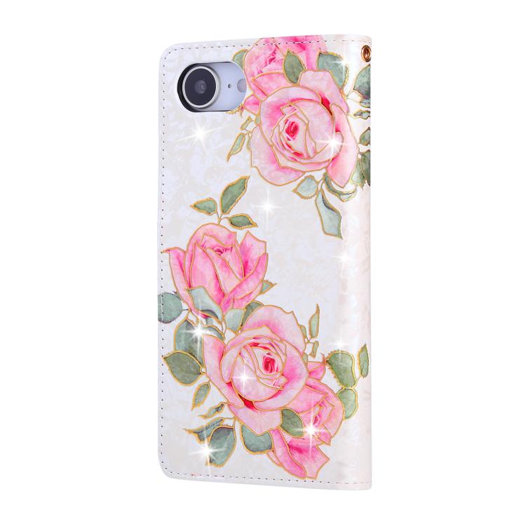 For iPhone 16e Bronzing Painting RFID Leather Case(Rose Flower) - iPhone 16e Cases by buy2fix | Online Shopping UK | buy2fix