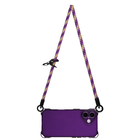 For iPhone 16 Four-corner Shockproof TPU Phone Case with Lanyard(Purple) by buy2fix