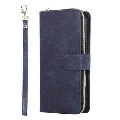 For iPhone Air 9 Card Slots Zipper Wallet Bag Leather Phone Case(Blue) - iPhone Air Cases by buy2fix | Online Shopping UK | buy2fix