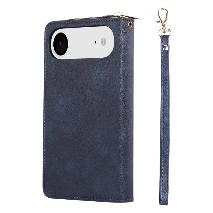 For iPhone Air 9 Card Slots Zipper Wallet Bag Leather Phone Case(Blue) - iPhone Air Cases by buy2fix | Online Shopping UK | buy2fix