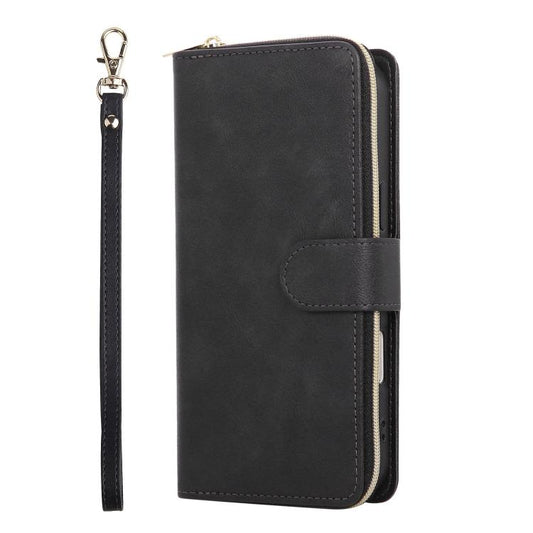 For iPhone Air 9 Card Slots Zipper Wallet Bag Leather Phone Case(Black) - iPhone Air Cases by buy2fix | Online Shopping UK | buy2fix