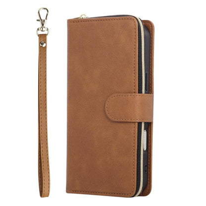 For iPhone Air 9 Card Slots Zipper Wallet Bag Leather Phone Case(Brown) - iPhone Air Cases by buy2fix | Online Shopping UK | buy2fix