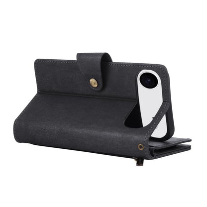 For iPhone Air Rivet Buckle 9 Cards Three Fold Leather Phone Case(Black) - iPhone Air Cases by buy2fix | Online Shopping UK | buy2fix