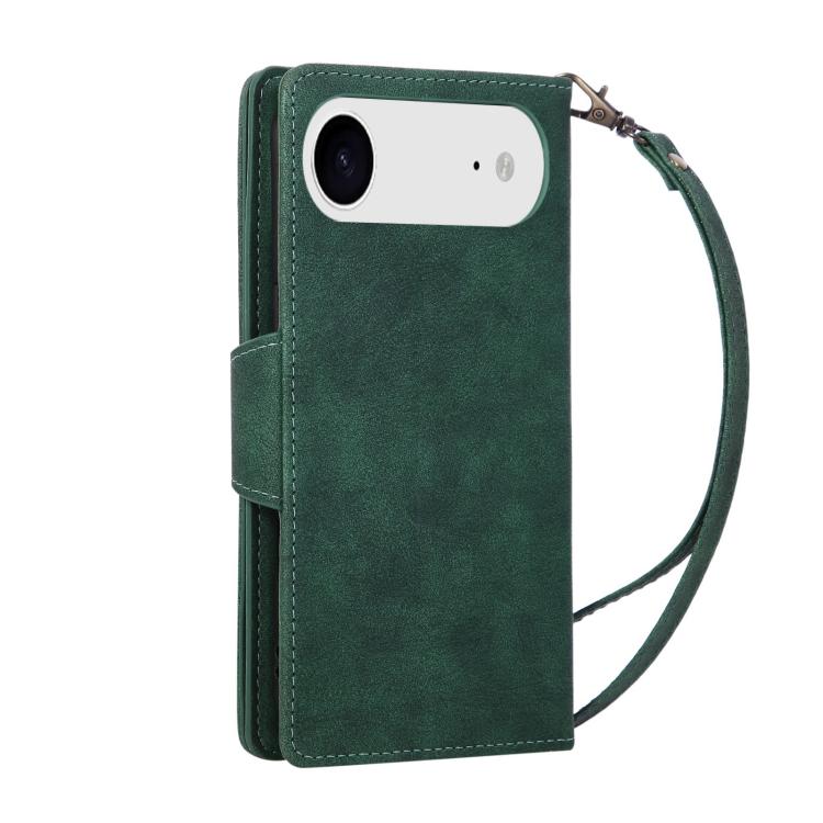 For iPhone Air Rivet Buckle 9 Cards Three Fold Leather Phone Case(Green) - iPhone Air Cases by buy2fix | Online Shopping UK | buy2fix
