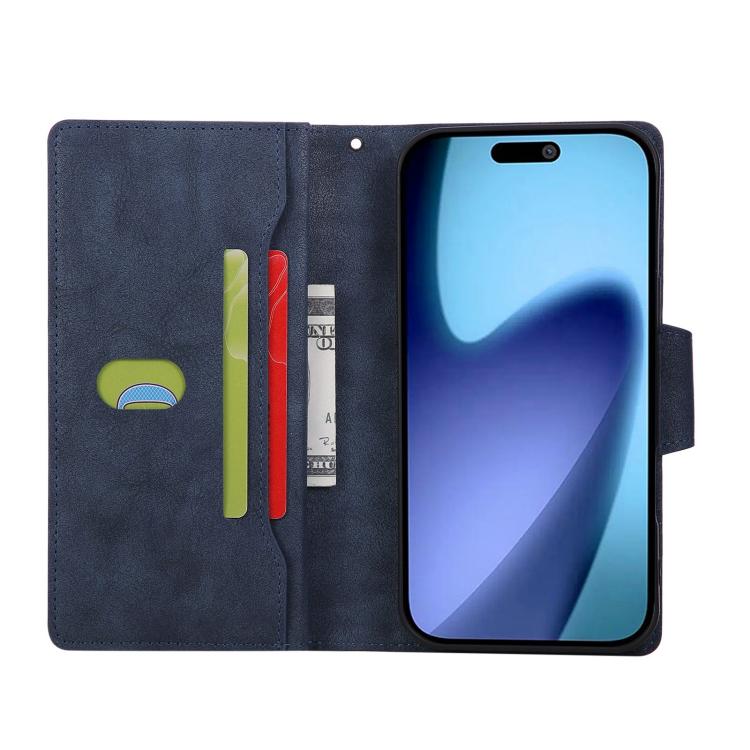 For iPhone Air Rivet Buckle 9 Cards Three Fold Leather Phone Case(Blue) - iPhone Air Cases by buy2fix | Online Shopping UK | buy2fix