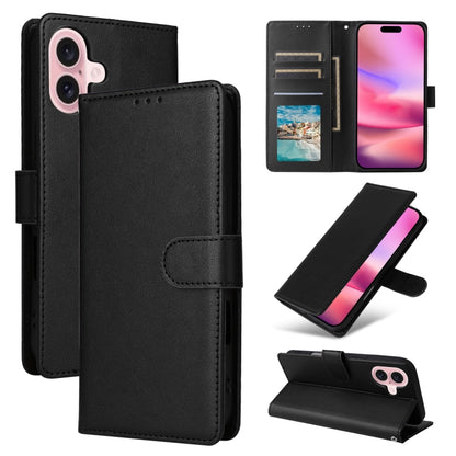 For iPhone 16 Multifunctional Horizontal Flip Leather Phone Case with Three Card Slots(Black) - iPhone 16 Cases by buy2fix | Online Shopping UK | buy2fix