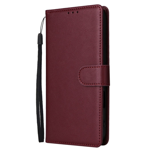 For iPhone 16 3-Card Slots Multifunctional Leather Phone Case(Wine Red) by buy2fix