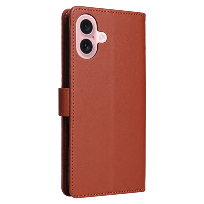 For iPhone 16 Plus Multifunctional Horizontal Flip Leather Phone Case with Three Card Slots(Brown) - iPhone 16 Plus Cases by buy2fix | Online Shopping UK | buy2fix