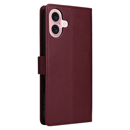 For iPhone 16 Plus Multifunctional Horizontal Flip Leather Phone Case with Three Card Slots(Wine Red) - iPhone 16 Plus Cases by buy2fix | Online Shopping UK | buy2fix