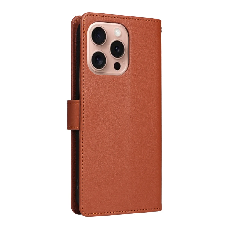 For iPhone 16 Pro Max Multifunctional Horizontal Flip Leather Phone Case with Three Card Slots(Brown) - iPhone 16 Pro Max Cases by buy2fix | Online Shopping UK | buy2fix