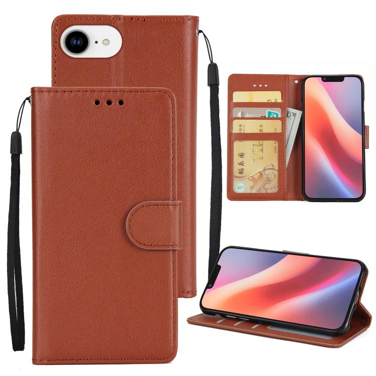 For iPhone 16e 3-Card Slots Multifunctional Leather Phone Case(Brown) - iPhone 16e Cases by buy2fix | Online Shopping UK | buy2fix