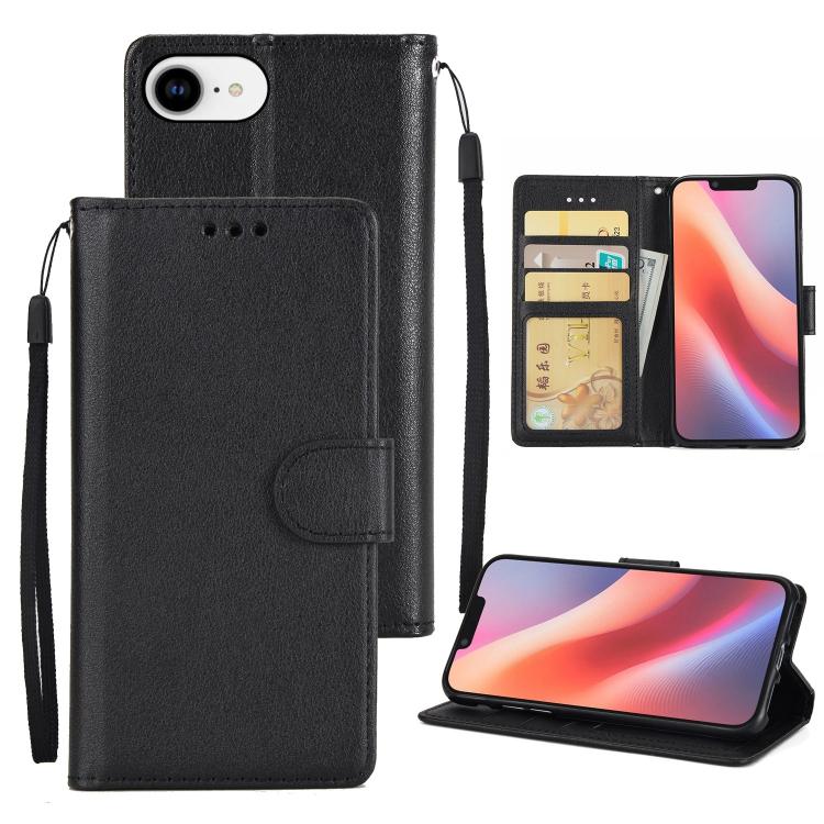 For iPhone 16e Multifunctional Horizontal Flip Leather Phone Case with Three Card Slots(Black) - iPhone 16e Cases by buy2fix | Online Shopping UK | buy2fix