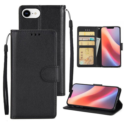 For iPhone 16e Multifunctional Horizontal Flip Leather Phone Case with Three Card Slots(Black) - iPhone 16e Cases by buy2fix | Online Shopping UK | buy2fix