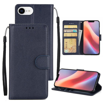 For iPhone 16e 3-Card Slots Multifunctional Leather Phone Case(Blue) - iPhone 16e Cases by buy2fix | Online Shopping UK | buy2fix