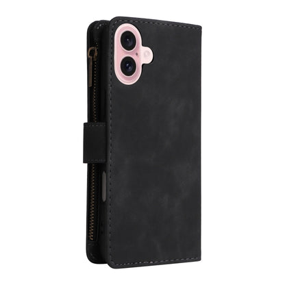 For iPhone 16 Crossbody Multi-card Slot Wallet Zipper Leather Phone Case(Black) by buy2fix