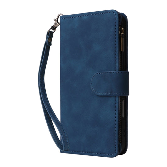 For iPhone 16 Crossbody Multi-card Slot Wallet Zipper Leather Phone Case(Dark Blue) by buy2fix