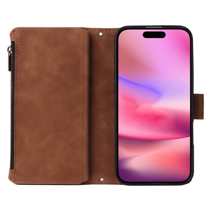 For iPhone 16 Plus Crossbody Multi-card Slot Wallet Zipper Leather Phone Case(Brown) - iPhone 16 Plus Cases by buy2fix | Online Shopping UK | buy2fix