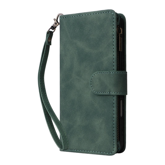 For iPhone 16 Plus Crossbody Multi-card Slot Wallet Zipper Leather Phone Case(Green) by buy2fix
