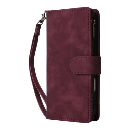 For iPhone 16 Pro Crossbody Multi-card Slot Wallet Zipper Leather Phone Case(Wine Red) by buy2fix