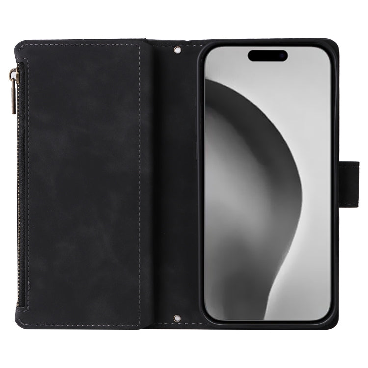For iPhone 16 Pro Crossbody Multi-card Slot Wallet Zipper Leather Phone Case(Black) by buy2fix