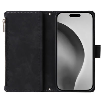For iPhone 16 Pro Crossbody Multi-card Slot Wallet Zipper Leather Phone Case(Black) by buy2fix