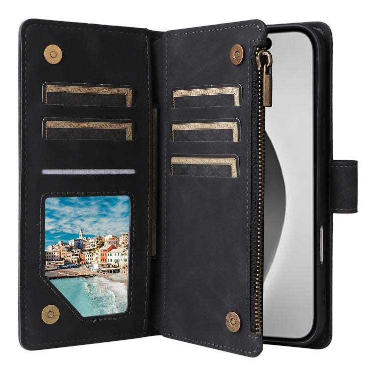 For iPhone 16 Pro Crossbody Multi-card Slot Wallet Zipper Leather Phone Case(Black) by buy2fix