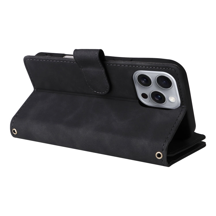 For iPhone 16 Pro Crossbody Multi-card Slot Wallet Zipper Leather Phone Case(Black) by buy2fix