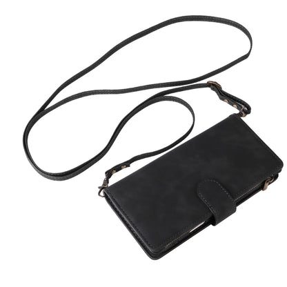 For iPhone 16 Pro Crossbody Multi-card Slot Wallet Zipper Leather Phone Case(Black) by buy2fix