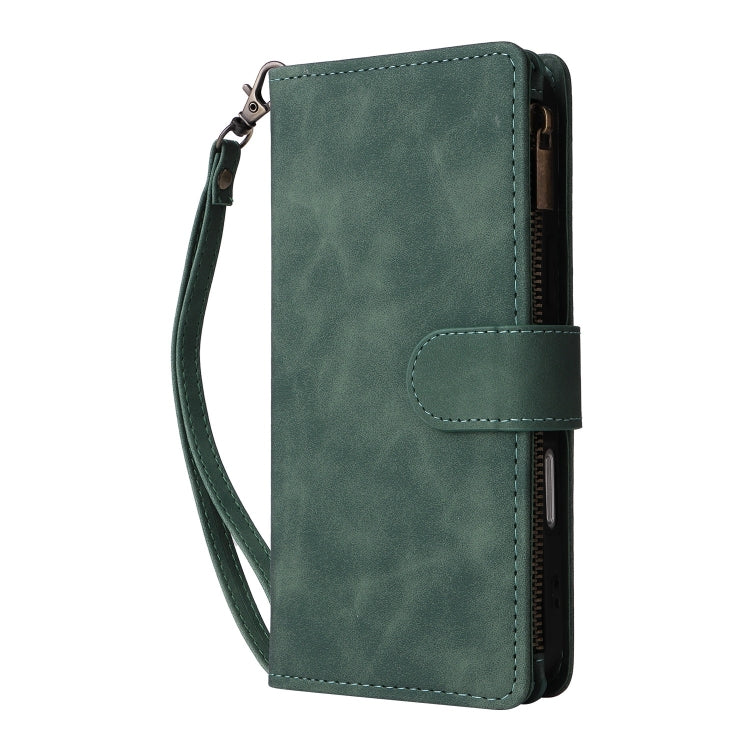 For iPhone 16 Pro Crossbody Multi-card Slot Wallet Zipper Leather Phone Case(Green) by buy2fix