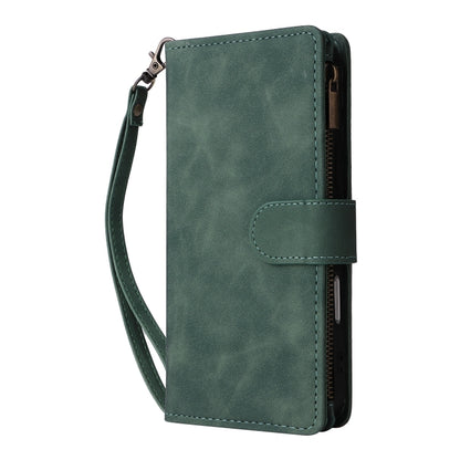 For iPhone 16 Pro Crossbody Multi-card Slot Wallet Zipper Leather Phone Case(Green) by buy2fix