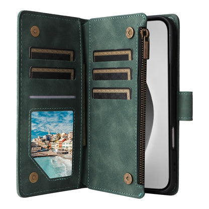 For iPhone 16 Pro Crossbody Multi-card Slot Wallet Zipper Leather Phone Case(Green) by buy2fix
