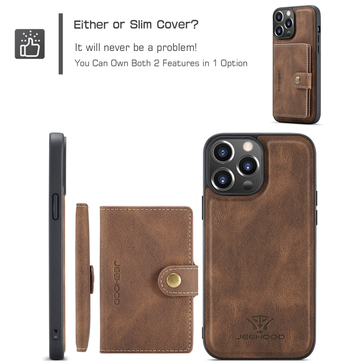 For iPhone 15 Pro Max JEEHOOD Retro Magnetic Detachable Leather Phone Case(Brown) - iPhone 15 Pro Max Cases by JEEHOOD | Online Shopping UK | buy2fix